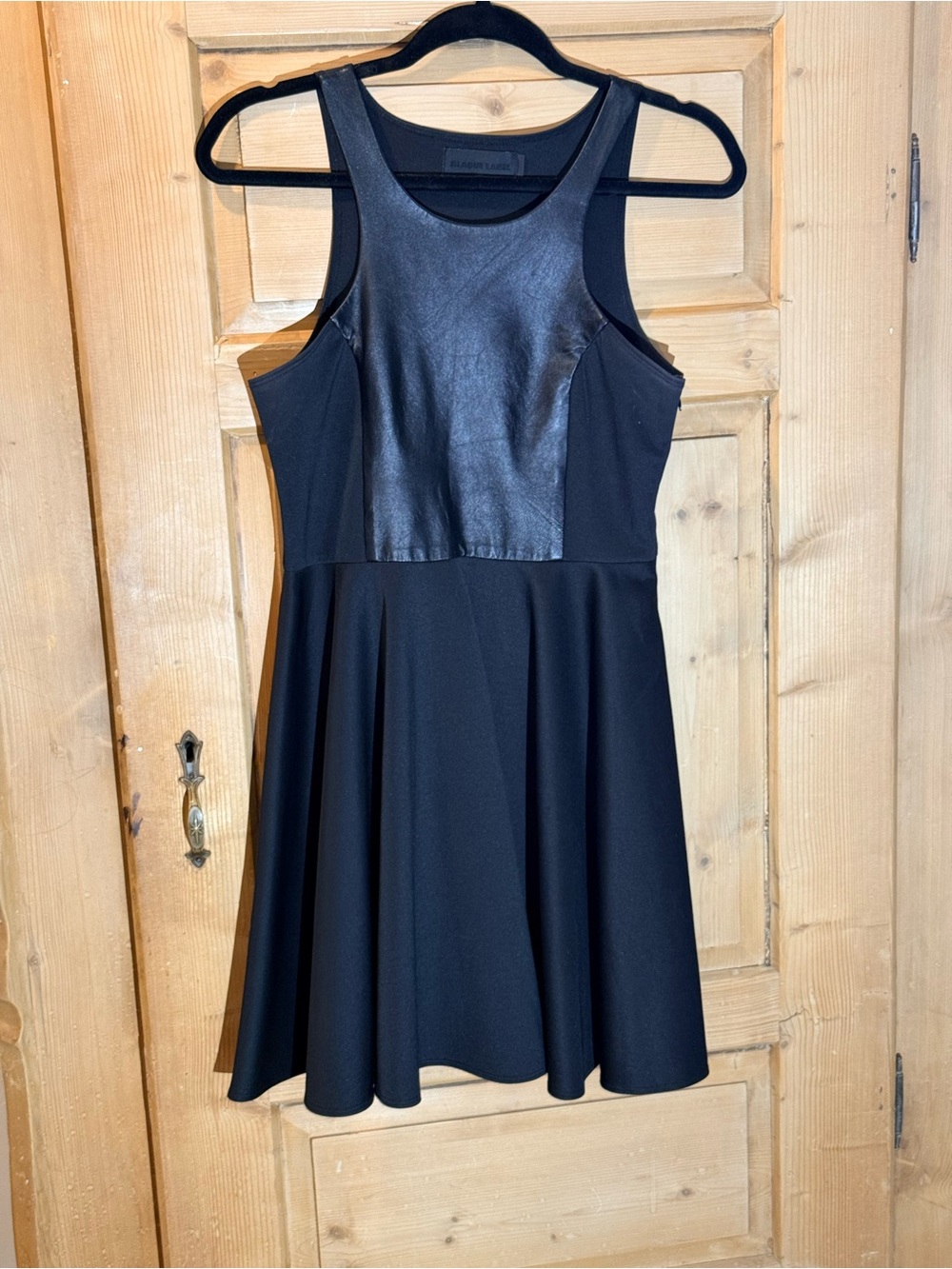 Blaque Label Black Faux-Leather Bodice A-Line Dress